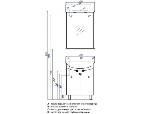 Зеркало 65x86 см белый глянец Акватон Минима 1A000502MN010