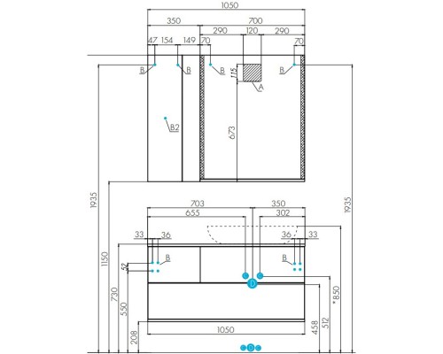 Тумба дуб кантри/антрацит 105 см Акватон Терра 1A246901TEKA0