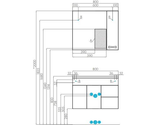 Зеркальный шкаф 80x86,8 см белый глянец R Акватон Диор 1A168002DR01R