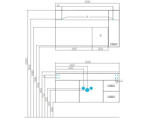 Тумба белый глянец 118,7 см Акватон Диор 1A110601DR010