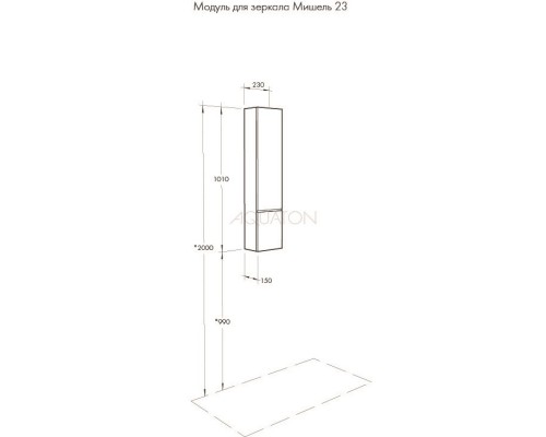 Модуль для зеркала 23x101 см дуб эндгрейн/белый матовый L Акватон Мишель 1A244303MIX40