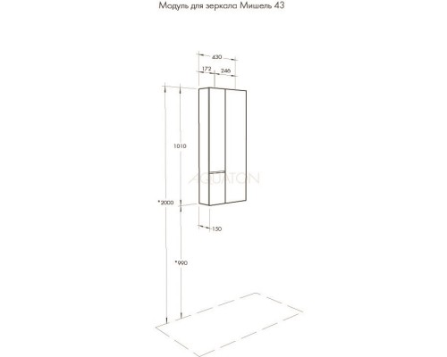 Модуль для зеркала 43x101 см дуб эндгрейн/белый матовый Акватон Мишель 1A244203MIX40