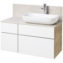 Тумба с раковиной дуб эндгрейн/белый матовый 100 см Акватон Мишель 1A2441K2MIX40