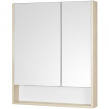 Зеркальный шкаф 70x85 см белый матовый/дуб верона Акватон Сканди 1A252202SDB20