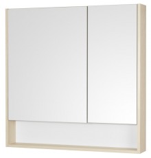 Зеркальный шкаф 85x85 см белый матовый/дуб верона Акватон Сканди 1A252302SDB20