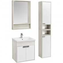 Комплект мебели белый глянец/дуб крафт 60 см Акватон Флай 1A237301FAX10 + 1WH302421 + 1A237602FA860