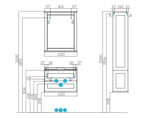 Зеркало 65x80,3 см дуб белый Акватон Леон 1A187102LBPS0