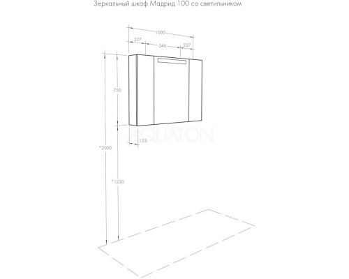 Зеркальный шкаф 100x75 см белый глянец Акватон Мадрид 1A111602MA010