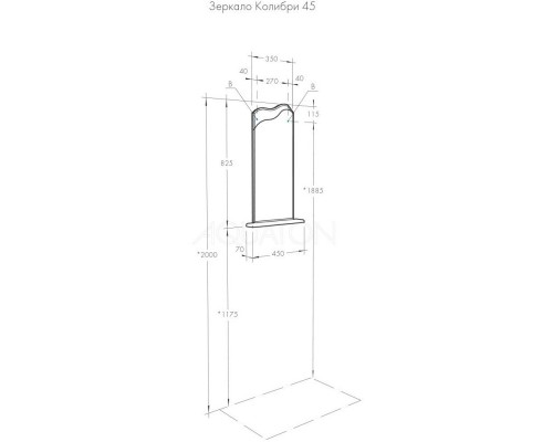 Зеркало 35x80,6 см белый глянец  Колибри 1A065302KO01L