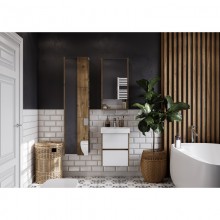 Комплект мебели белый глянец/дуб рустикальный 45 см Акватон Сканди 1A251601SDZ90 + 1WH501630 + 1A252002SDZ90