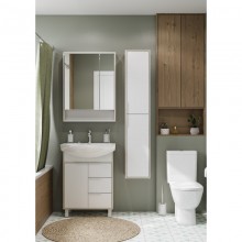 Комплект мебели белый глянец/ясень фабрик 65 см Акватон Рико 1A213301RIB90 + 1WH207782 + 1A215202RIB90