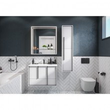 Комплект мебели белый матовый 80 см Акватон Ривьера 1A239001RVX20 + 732799C000 + 1A239102RVX20