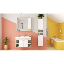 Комплект мебели белый глянец/дуб крафт 100 см Акватон Флай 1A237501FAX10 + 1WH302249 + 1A237802FAX10