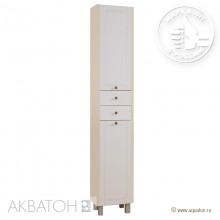 Шкаф-колонна с бельевой корзиной Альпина дуб молочный Акватон 1A133603AL530
