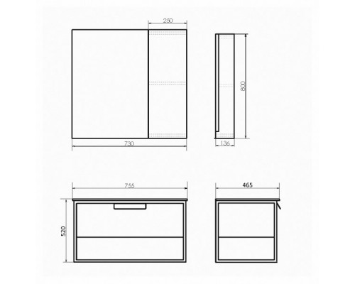 COMFORTY. Тумба-умывальник "Бонн-75" дуб темный с  раковиной COMFORTY 75E черная матовая