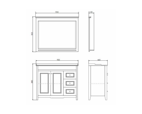 COMFORTY. Тумба-умывальник "Тбилиси-90" белый глянец с раковиной COMFORTY XD-F90