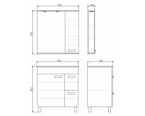 COMFORTY. Зеркало-шкаф "Модена М-75" белый матовый