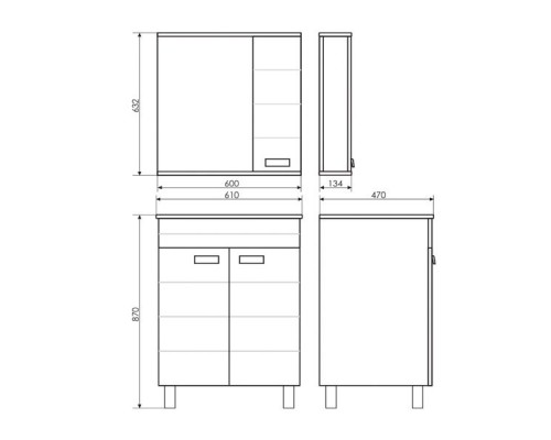 COMFORTY. Зеркало-шкаф "Модена М-60" белый матовый