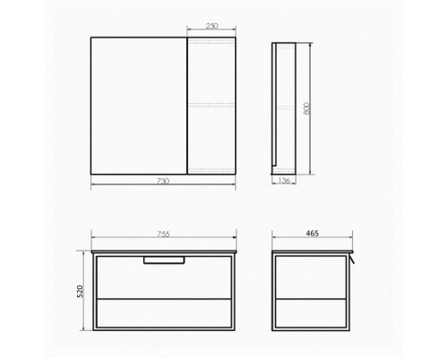 Тумба-умывальник Comforty Бонн-75 дуб темный с раковиной Comforty 75E