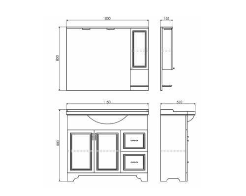 COMFORTY. Зеркало-шкаф "Севилья-100" слоновая кость