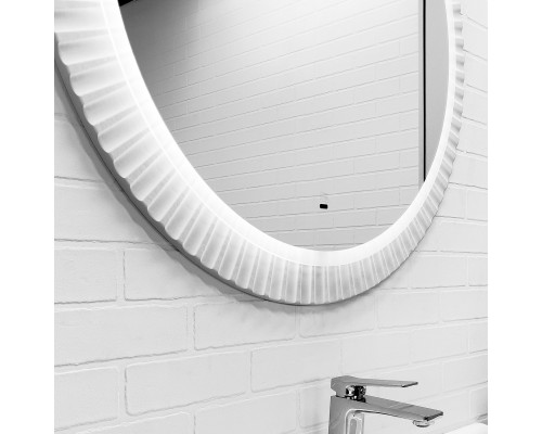 Зеркало Comforty Мадрид-90 LED-подсветка, бесконтактный сенсор, антизапотевание, белый глянец