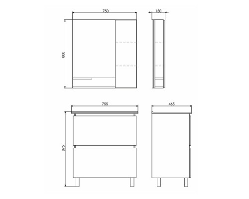 COMFORTY. Тумба-умывальник "Верона-75" дуб белый с раковиной COMFORTY 75Е