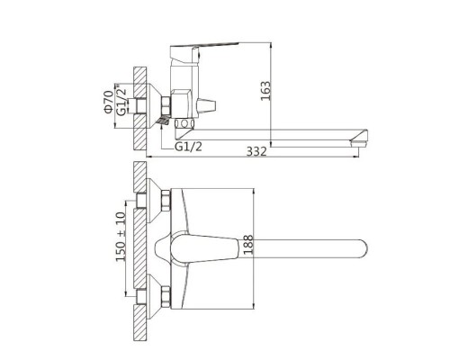 Смеситель для ванны Knotlor KN-13, хром