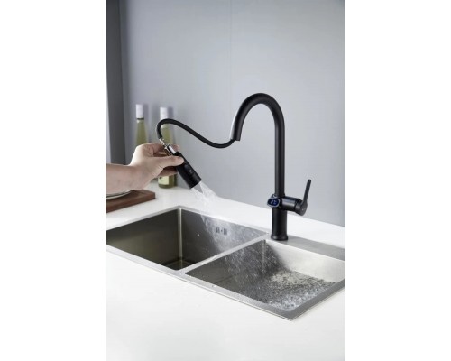 Смеситель для кухни с индикатором температуры Knotlor KN-100/BL, черный