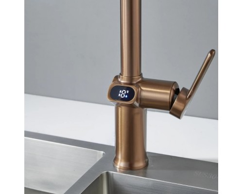 Смеситель для кухни с индикатором температуры Knotlor KN-100/RB, бронза