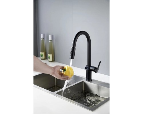 Смеситель для кухни с индикатором температуры Knotlor KN-100/BL, черный