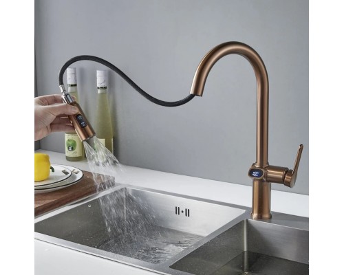 Смеситель для кухни с индикатором температуры Knotlor KN-100/RB, бронза