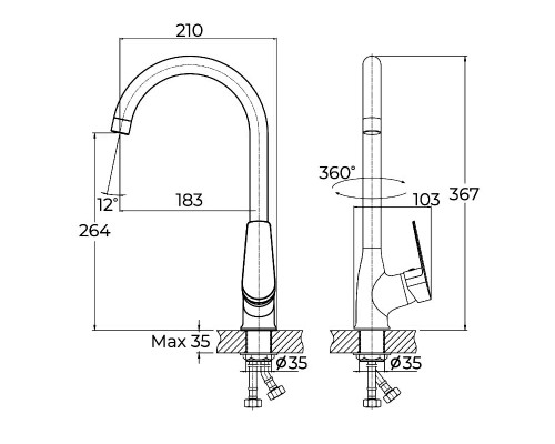 Смеситель для кухни Knotlor KN-11, хром