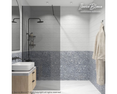 Душевая перегородка IBERICA BLANCA Mod.602 Walk In тонированное стекло/черный 90х200см (IB602.TB.200.90)