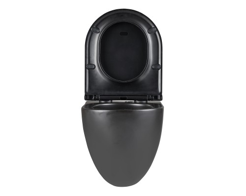 GLAZER BLACK MATT Унитаз подвесной безободковый с сиденьем микролифт,черный, LM, 9612004