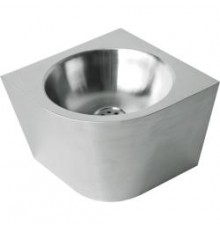 Раковина из нержавеющей стали угловая антивандальная полукруглая 270x360x360 мм, шт