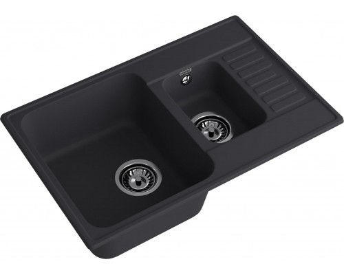GranFest QUARZ (ECO-21К) Мойка 1.5-чаш+кр. 740*480 (черный)
