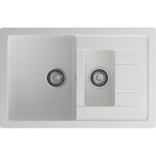 GRANFEST Мойка композит QUADRO GF-Q--775KL 1.5-чаш+крыло 775*500мм   иней арт.GF-