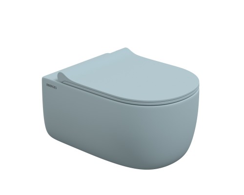 Унитаз подвесной EGO XL, микролифт, быстросъемное, голубой матовый, BERGES