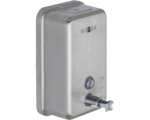 Диспенсер для мыла Nofer из нержавеющая. Стали матовый 1200 мл. прямоугольная с пластиком внутри