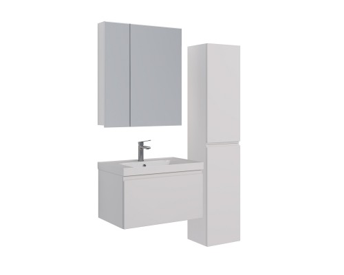 Шкаф зеркальный Lemark UNIVERSAL 70х80 см 2-х дверный, цвет корпуса: Белый глянец