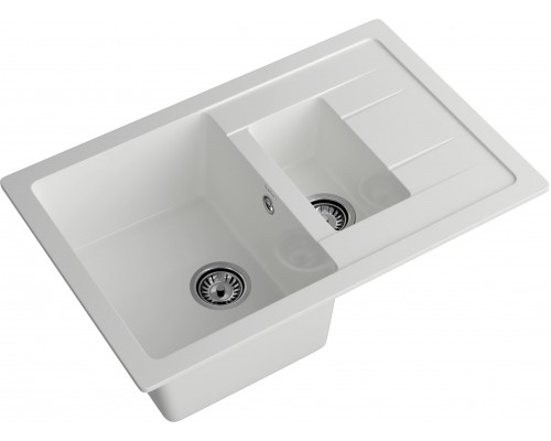 GRANFEST Мойка композит QUADRO GF-Q--775KL 1.5-чаш+крыло 775*500мм   иней арт.GF-