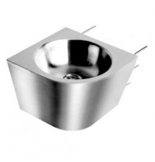 Раковина из нержавеющей стали настенная  полукруглая c антивандальным креплением Правая, шт