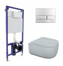 Комплект для монтажа  подвесного унитаза: инсталляция NOVUM525, кнопка L3 хром глянец, унитаз EGO XL