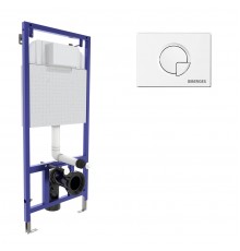 Инсталляция  для скрытого монтажа унитаза NOVUM кнопка R1 белая, BERGES