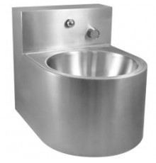 Раковина из нержавеющей стали настенная антивандальная круглая со смесителем  , шт