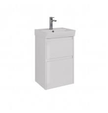Тумба Lemark COMBI 45 см под 1 раковину, подвесная/напольная, 2 ящика, цвет корпуса, фасада: Белый г