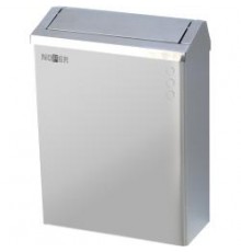 Контейнер для мусора настенный из нержавеющей стали матовый 23 л. С крышкой