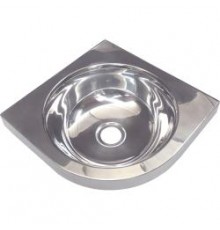 Раковина из нержавеющей стали угловая закругленная 126x360x360 мм, шт