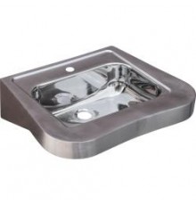 Раковина антивандальная полукруглая из нержавеющей стали матовая 165х600х430