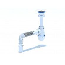 ANI Сифон для раковины 1 1/2"*40 c гибкой трубой 40*40. (длина винта 70мм.), ANI PLAST